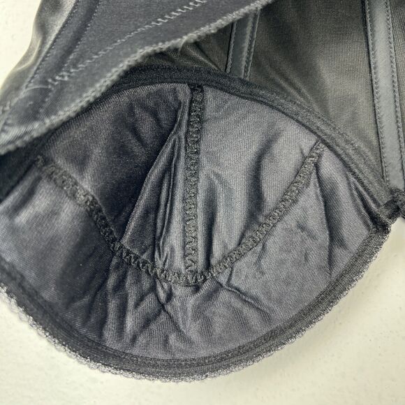 Vintage Backless Bustier By Delicates Lingerie Black Satin Bra Corset 36C Boning - Picture 8 of 13